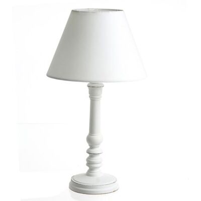 Atmosphera - Lampe Bois - H. 36 cm - Blanc Blanc - Publicité Atmosphera - Lampe Bois - H. 36 cm - Blanc Blanc - Publicité