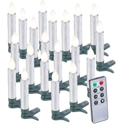 Lunartec 20 bougies LED pour sapin de Noël avec télécommande - coloris argent Argent - Publicité Lunartec 20 bougies LED pour sapin de Noël avec télécommande - coloris argent Argent - Publicité