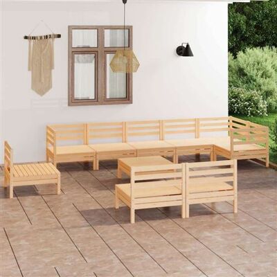 Ensemble de salon de jardin vidaXL en bois 10 pièces - Publicité Ensemble de salon de jardin vidaXL en bois 10 pièces - Publicité