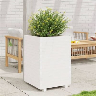 Non communiqué Jardinière blanc 50x50x72,5 cm bois de pin massif - Publicité Non communiqué Jardinière blanc 50x50x72,5 cm bois de pin massif - Publicité