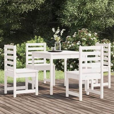 MAISONCHIC Ensemble de Salle à Manger de Jardin en Pin - 4 Chaises & 1 Table - Blanc - Publicité MAISONCHIC Ensemble de Salle à Manger de Jardin en Pin - 4 Chaises & 1 Table - Blanc - Publicité