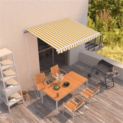 Store automatique rétractable Maisonchic Jaune Blanc - Store rétractable - Publicité Store automatique rétractable Maisonchic Jaune Blanc - Store rétractable - Publicité