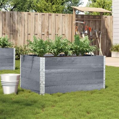 vidaXL Jardinière en bois massif - 120x80 cm - Gris - Publicité vidaXL Jardinière en bois massif - 120x80 cm - Gris - Publicité