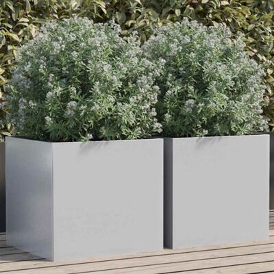 vidaXL Acier galvanisé argenté 42x40x39 cm 2 pcs Jardinières - Publicité vidaXL Acier galvanisé argenté 42x40x39 cm 2 pcs Jardinières - Publicité