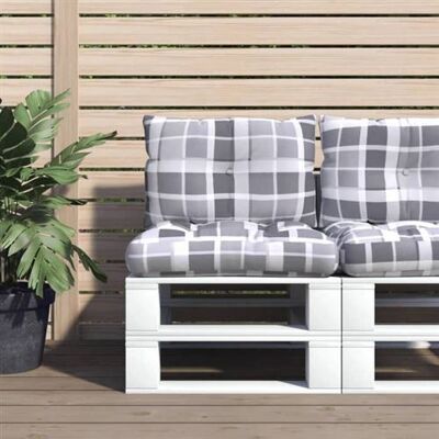 vidaXL Coussin Palette - Tissu à Carreaux Gris - 2 pcs. Publicité vidaXL Coussin Palette - Tissu à Carreaux Gris - 2 pcs. Publicité
