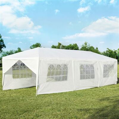 Costway - Gazebo 900x300x260 cm - 6 murs amovibles - Blanc - Gazebo - Publicité Costway - Gazebo 900x300x260 cm - 6 murs amovibles - Blanc - Gazebo - Publicité