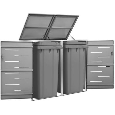 Non communiqué Abri pour deux poubelles 138x77,5x112,5 cm Inox Anthracite - Publicité Non communiqué Abri pour deux poubelles 138x77,5x112,5 cm Inox Anthracite - Publicité