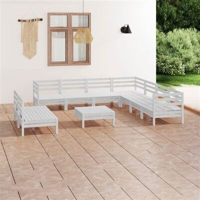 vidaXL Ensemble de salon de jardin extérieur 10 pièces Bois de pin massif Blanc - Ensemble de meubles de jardin - Publicité vidaXL Ensemble de salon de jardin extérieur 10 pièces Bois de pin massif Blanc - Ensemble de meubles de jardin - Publicité