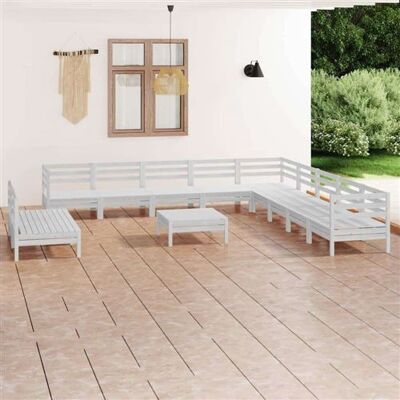 vidaXL Ensemble salon de jardin 12 pièces Bois de pin massif Blanc - Publicité vidaXL Ensemble salon de jardin 12 pièces Bois de pin massif Blanc - Publicité