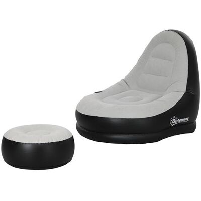 Non communiqué Fauteuil gonflable ultra détente avec repose-pieds PVC flocage grand confort Gris - Publicité Non communiqué Fauteuil gonflable ultra détente avec repose-pieds PVC flocage grand confort Gris - Publicité