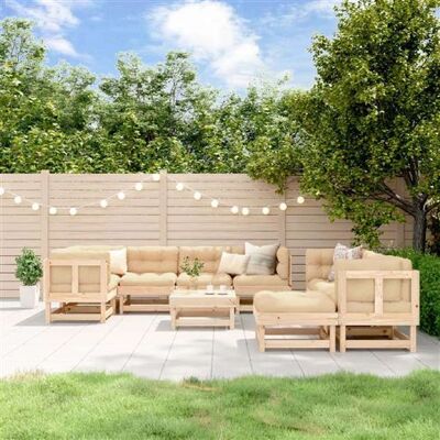 Ensemble de Jardin vidaXL 10 Pièces Bois de Pin Naturel - Publicité Ensemble de Jardin vidaXL 10 Pièces Bois de Pin Naturel - Publicité
