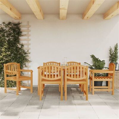 Ensemble de salle à manger de jardin en teck massif 6 chaises et table vidaXL - Publicité Ensemble de salle à manger de jardin en teck massif 6 chaises et table vidaXL - Publicité