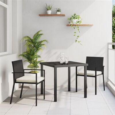 Ensemble de Salle à Manger de Jardin Vidaxl 3 Noir Poliratán - Publicité Ensemble de Salle à Manger de Jardin Vidaxl 3 Noir Poliratán - Publicité