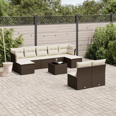 vidaXL Ensemble de Canapés de Jardin 10 pièces Marron Crème - Mobilier d'Extérieur - Publicité vidaXL Ensemble de Canapés de Jardin 10 pièces Marron Crème - Mobilier d'Extérieur - Publicité
