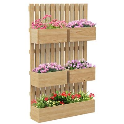 Non communiqué Jardinière murale potager avec 5 bacs amovibles ajustables - dim. 60L x 16l x 100H cm - bois sapin verni Beige - Publicité Non communiqué Jardinière murale potager avec 5 bacs amovibles ajustables - dim. 60L x 16l x 100H cm - bois sapin verni Beige - Publicité