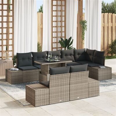 Ensemble de canapé de jardin - 9 pièces, gris, rectangulaire - Mobilier d'extérieur - Publicité Ensemble de canapé de jardin - 9 pièces, gris, rectangulaire - Mobilier d'extérieur - Publicité