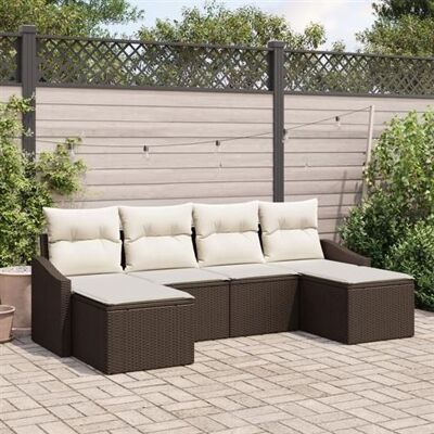 VIDAXL Ensemble de repas de jardin 6 pièces en rotin marron et coussins - Publicité VIDAXL Ensemble de repas de jardin 6 pièces en rotin marron et coussins - Publicité