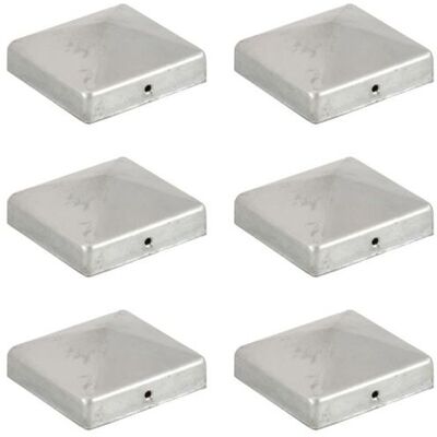 vidaXL Capuchons pour Poteaux de Clôture en Forme de Pyramide 6 pcs Métal Galvanisé 81x81 mm - Publicité vidaXL Capuchons pour Poteaux de Clôture en Forme de Pyramide 6 pcs Métal Galvanisé 81x81 mm - Publicité