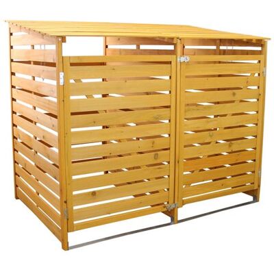 MonsterShop Cache Poubelle Double en Bois à Portes Verrouillables 240 Litres - 122x149x92cm Marron - Publicité MonsterShop Cache Poubelle Double en Bois à Portes Verrouillables 240 Litres - 122x149x92cm Marron - Publicité