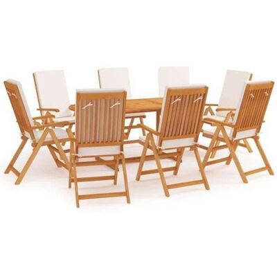 Ensemble de repas de jardin vidaXL avec teck durable et chaises pliantes - Publicité Ensemble de repas de jardin vidaXL avec teck durable et chaises pliantes - Publicité