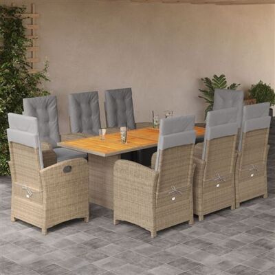 Ensemble de jardin 9 pièces avec coussins - Table et chaises - Publicité Ensemble de jardin 9 pièces avec coussins - Table et chaises - Publicité
