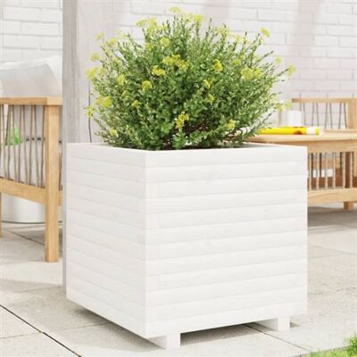 vidaXL Jardinera en bois massif de pin blanc 50x50x49,5 cm - Publicité vidaXL Jardinera en bois massif de pin blanc 50x50x49,5 cm - Publicité