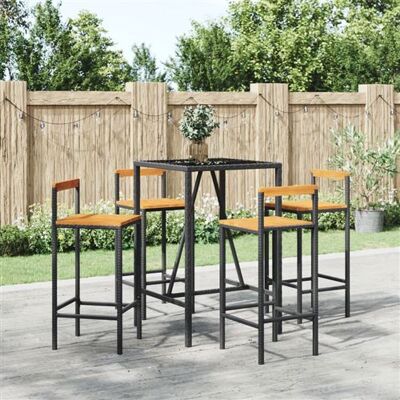 Ensemble de Bar de Jardin vidaXL Noir Rotin en Polyéthylène & Bois Massif - Publicité Ensemble de Bar de Jardin vidaXL Noir Rotin en Polyéthylène & Bois Massif - Publicité