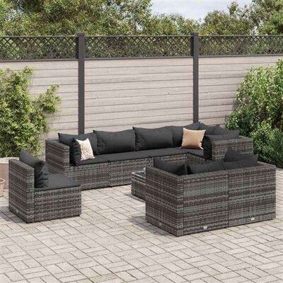 Ensemble de Mobilier de Jardin Vidaxl 9 pièces Rotin Synthétique Gris - Publicité Ensemble de Mobilier de Jardin Vidaxl 9 pièces Rotin Synthétique Gris - Publicité