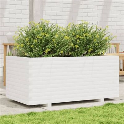 vidaXL Jardinière en bois massif de pin blanc 110x60x49,5 cm - Jardinière - Publicité vidaXL Jardinière en bois massif de pin blanc 110x60x49,5 cm - Jardinière - Publicité