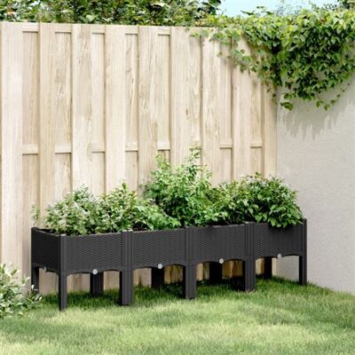 Non communiqué Jardinière avec pieds noir 160x40x42 cm PP Noir - Publicité Non communiqué Jardinière avec pieds noir 160x40x42 cm PP Noir - Publicité