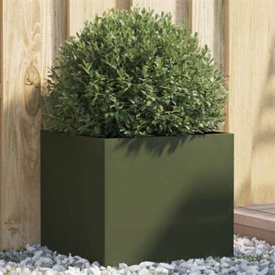 Jardinière en acier vert olive vidaXL 42x40x39 cm - Pot de fleurs - Publicité Jardinière en acier vert olive vidaXL 42x40x39 cm - Pot de fleurs - Publicité
