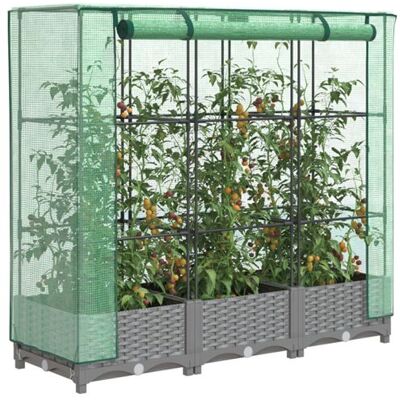 Lits de jardin avec couverture de serre - Gris clair - 120x40x123cm - Publicité Lits de jardin avec couverture de serre - Gris clair - 120x40x123cm - Publicité