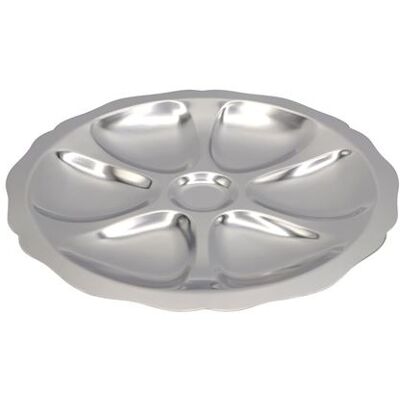 Assiette à Huîtres Chevalier Diffusion - 6 huîtres - Acier inoxydable - Gris 25 x 2 cm - Publicité Assiette à Huîtres Chevalier Diffusion - 6 huîtres - Acier inoxydable - Gris 25 x 2 cm - Publicité