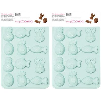 ScrapCooking 2 moules en silicone pour chocolat de Pâques - 20,4x14,4x1cm - Publicité ScrapCooking 2 moules en silicone pour chocolat de Pâques - 20,4x14,4x1cm - Publicité