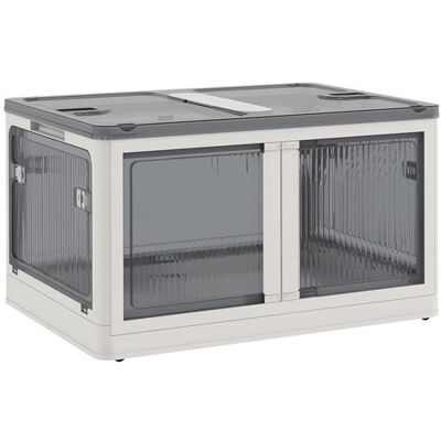 Non communiqué Boîte de rangement plastique 99L pliable empilable couvercle 4 roulettes accès 5 côtés blanc gris Blanc - Publicité Non communiqué Boîte de rangement plastique 99L pliable empilable couvercle 4 roulettes accès 5 côtés blanc gris Blanc - Publicité