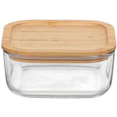Bormioli Rocco - Frigoverre - 1000ml - couvercle en bambou - contenant en verre - Publicité Bormioli Rocco - Frigoverre - 1000ml - couvercle en bambou - contenant en verre - Publicité