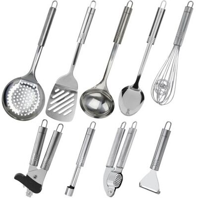 Non communiqué Ensemble de 9 ustensiles de cuisine inox Fackelmann Ovale Gris - Publicité Non communiqué Ensemble de 9 ustensiles de cuisine inox Fackelmann Ovale Gris - Publicité