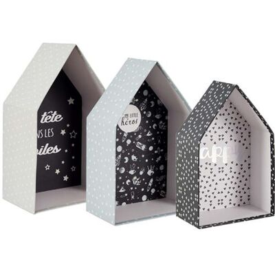 Non communiqué The Home Deco Kids - Lot de 3 boites gigognes Maison La tête dans les étoiles Gris - Publicité Non communiqué The Home Deco Kids - Lot de 3 boites gigognes Maison La tête dans les étoiles Gris - Publicité