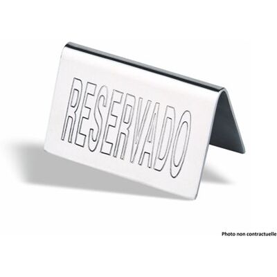 Non communiqué Plaque de Table Réservé en Inox 5 x 10 cm - Pujadas - - Inox - Publicité Non communiqué Plaque de Table Réservé en Inox 5 x 10 cm - Pujadas - - Inox - Publicité