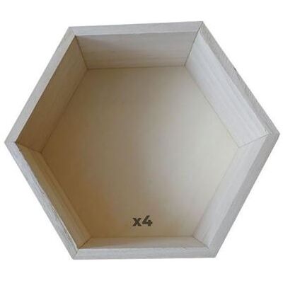 Non communiqué 4 étagères hexagones en bois 24 x 21 x 10 cm Beige - Publicité Non communiqué 4 étagères hexagones en bois 24 x 21 x 10 cm Beige - Publicité