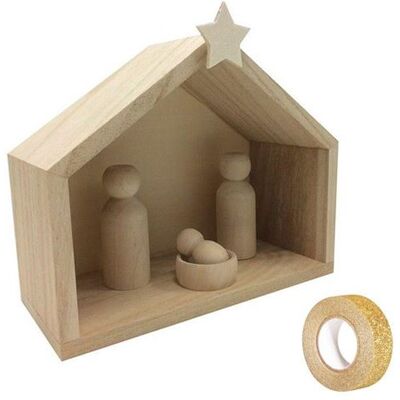 Décoration de Noël en bois YOUDOIT 18x8x15cm + pièces + Washi doré 5M - Publicité Décoration de Noël en bois YOUDOIT 18x8x15cm + pièces + Washi doré 5M - Publicité