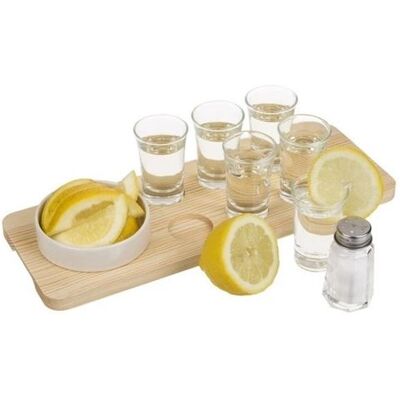 Ensemble de Tequila en Bois Eurowebbiz - Verres & Plateau - Publicité Ensemble de Tequila en Bois Eurowebbiz - Verres & Plateau - Publicité