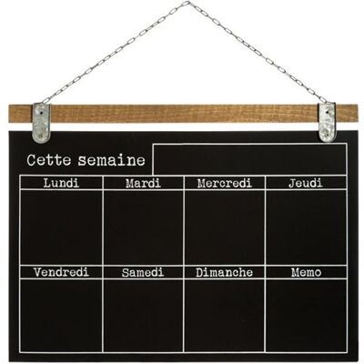 Non communiqué Semainier ardoise en pin et fer coloris noir - Longueur 68 x Profondeur 2 x Hauteur 49,50 cm-PEGANE- - Publicité Non communiqué Semainier ardoise en pin et fer coloris noir - Longueur 68 x Profondeur 2 x Hauteur 49,50 cm-PEGANE- - Publicité