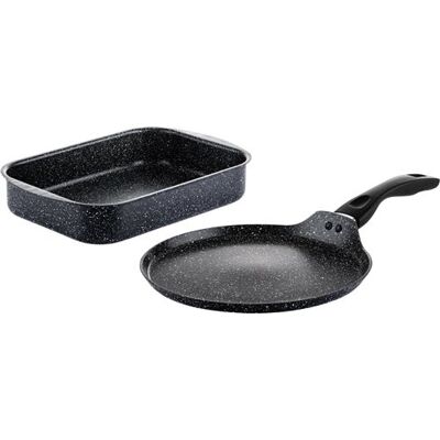 Non communiqué Ensemble Westinghouse - plat de cuisson 35cm + poêle à crêpes 28cm - Marbre Noir Noir - Publicité Non communiqué Ensemble Westinghouse - plat de cuisson 35cm + poêle à crêpes 28cm - Marbre Noir Noir - Publicité