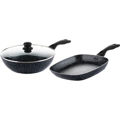 Non communiqué SET DE POÊLES Westinghouse - Poêle grill 28 CM + Poêle wok 30 CM - Marbre Noir Noir - Publicité Non communiqué SET DE POÊLES Westinghouse - Poêle grill 28 CM + Poêle wok 30 CM - Marbre Noir Noir - Publicité