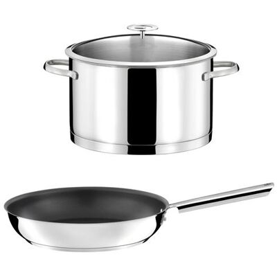 Non communiqué CUISINOX - ELYSÉE - 1 faitout inox 24cm avec couvercle et 1 poêle 28 cm revêtement céramique - Publicité Non communiqué CUISINOX - ELYSÉE - 1 faitout inox 24cm avec couvercle et 1 poêle 28 cm revêtement céramique - Publicité