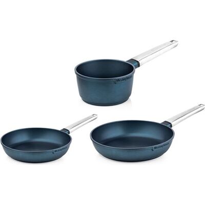 Non communiqué SET DE POÊLES performance Westinghouse - Poêle à frire 24 CM + 28 CM + Casserole 18 CM - Bleu Bleu - Publicité Non communiqué SET DE POÊLES performance Westinghouse - Poêle à frire 24 CM + 28 CM + Casserole 18 CM - Bleu Bleu - Publicité