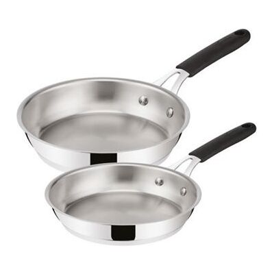 Non communiqué Lot de 2 poêles inox 24/28cm Lagostina 012896600002 acier - Publicité Non communiqué Lot de 2 poêles inox 24/28cm Lagostina 012896600002 acier - Publicité