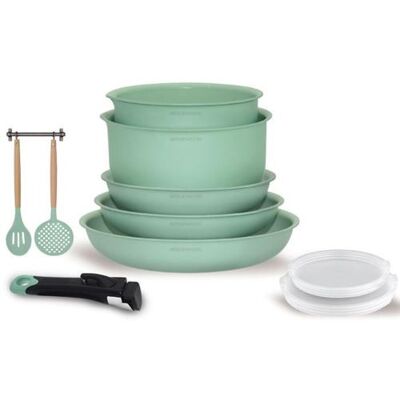 Non communiqué Batterie De Cuisine - Arthur Martin - Amv57 - Batterie De Cuisine 10 Pieces - Tous Feux Dont Induction black handle, wooden tools handle - Publicité Non communiqué Batterie De Cuisine - Arthur Martin - Amv57 - Batterie De Cuisine 10 Pieces - Tous Feux Dont Induction black handle, wooden tools handle - Publicité
