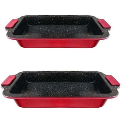 Non communiqué 2 plats à four rectangulaires - acier - rouge - L : 36,5/40 cm Rouge - Publicité Non communiqué 2 plats à four rectangulaires - acier - rouge - L : 36,5/40 cm Rouge - Publicité